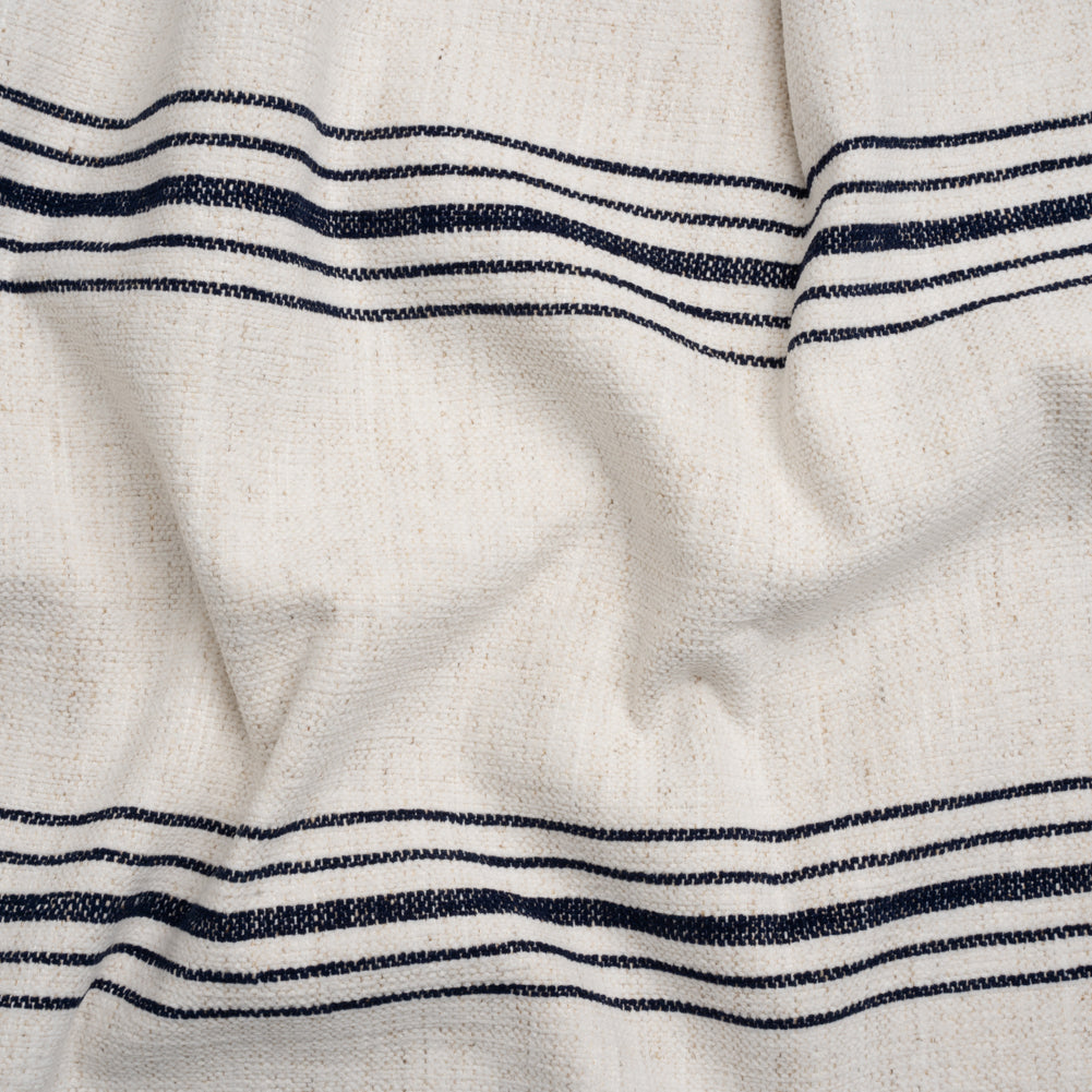 Crypton Indigo on White Striped Stain Resistant Polyester and Linen Chenille Upholstery Woven - Joann Fabrics