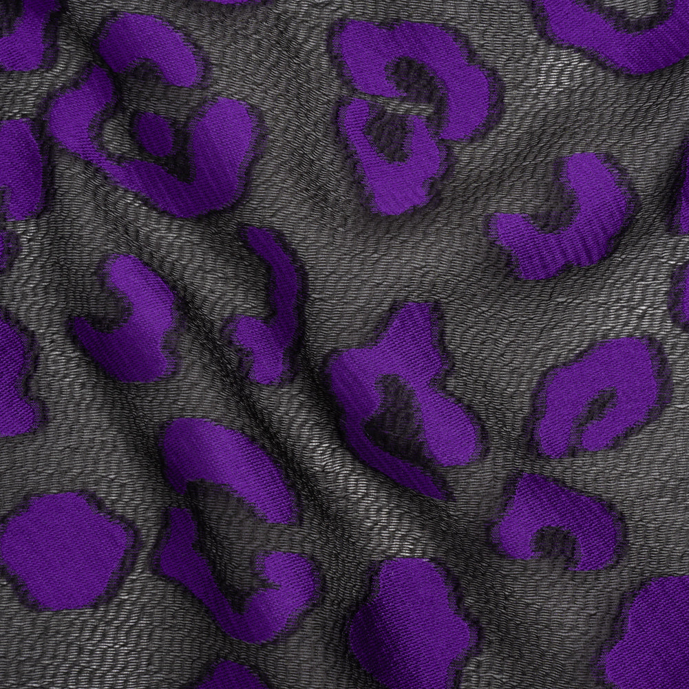 Lightweight Textured Burnout Brocade - Purple and Black Animal Spots - Joann Fabrics
