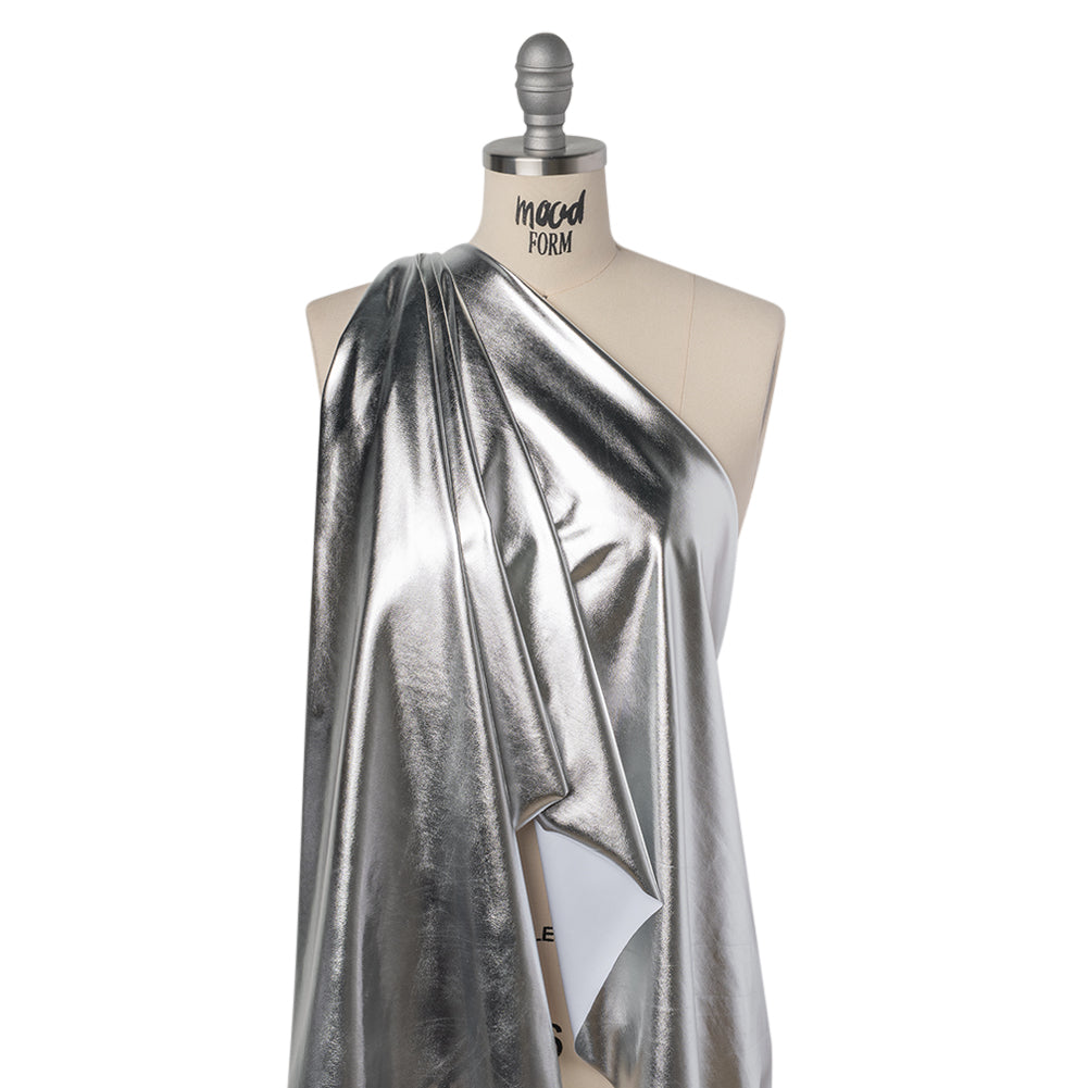Metallic Foiled Polyester Jersey Knit - Silver - Amalthea Collection - Joann Fabrics