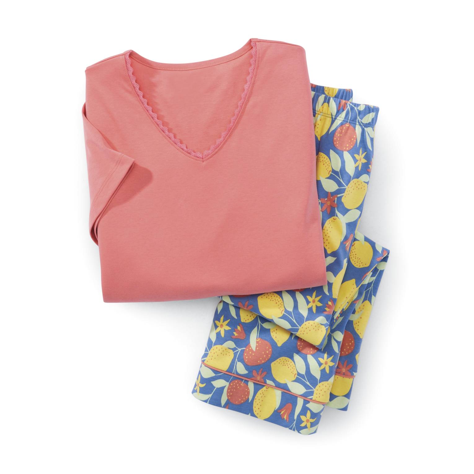 Peruvian Cotton Citrus Grove Capri PJ Set, Knit - Northstyle Catalog
