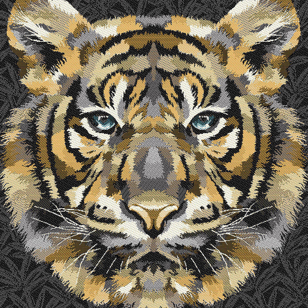 French Charcoal and Sand Bengal Tiger Chief Oversized Square Patch - 18.875