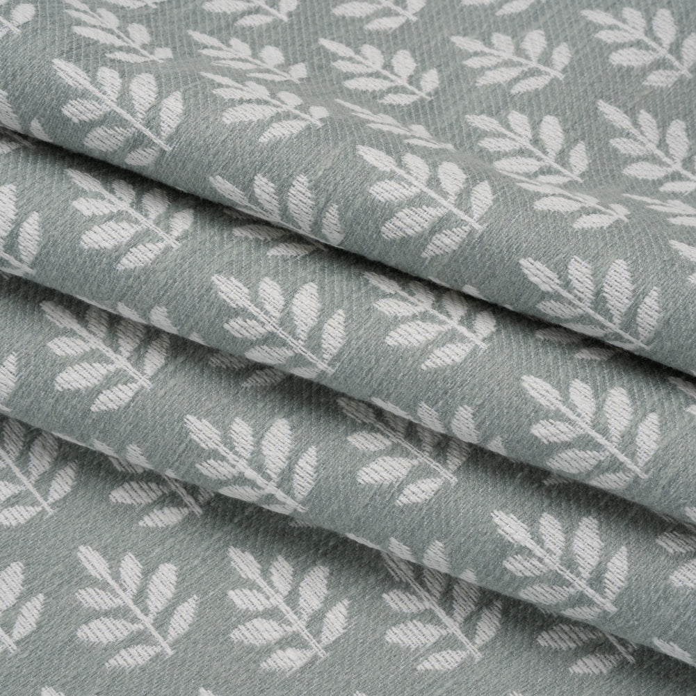 Polyester and Cotton Twill Jacquard - Seafoam Lines of Leaves - British Imported - Joann Fabrics
