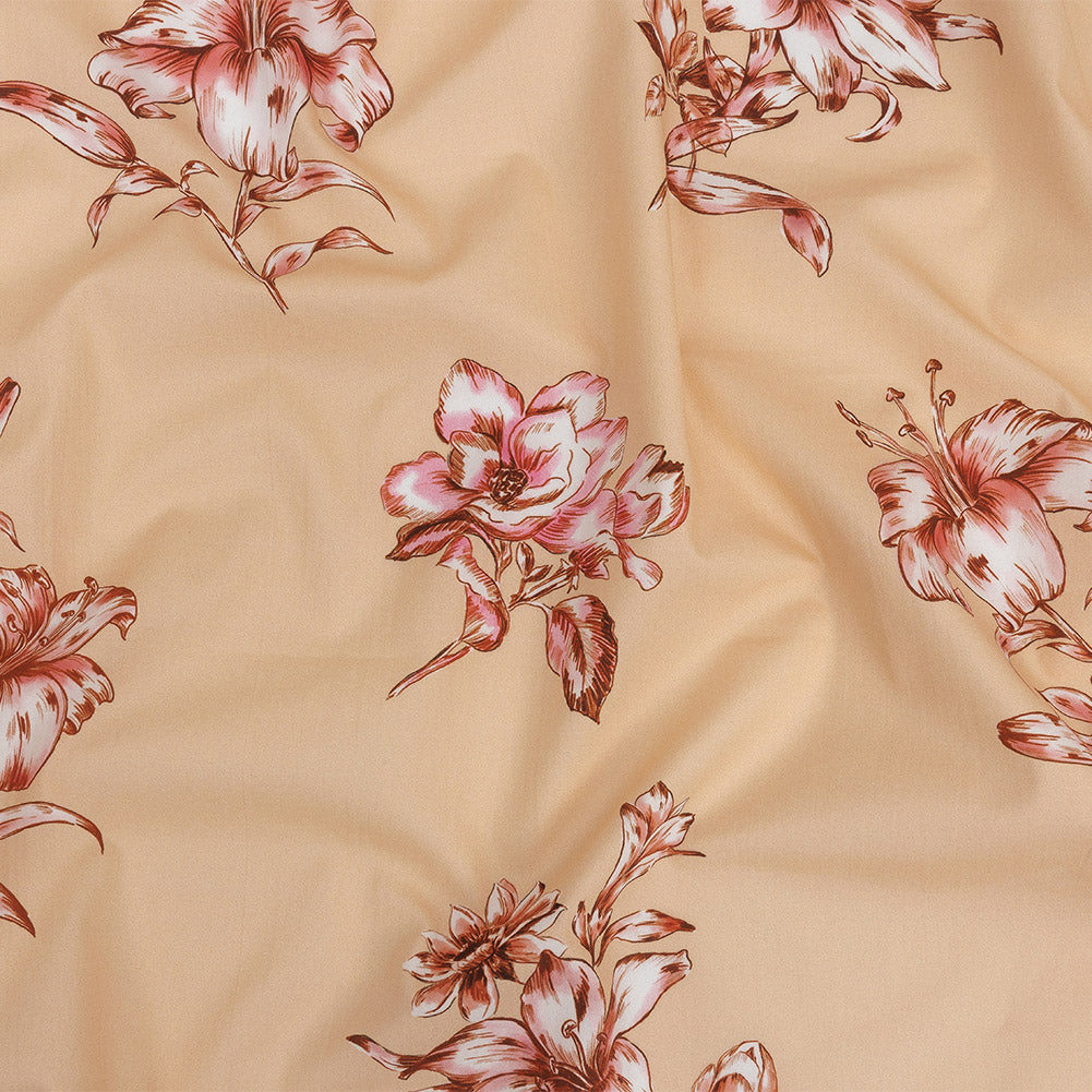 Cotton Poplin Print - Peach and Pink Floral - Mood Exclusive Passion and Prosperity - Joann Fabrics