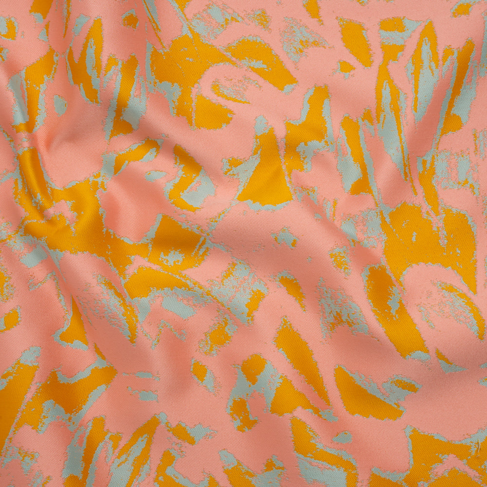 Luxury Polyester Brocade - Sparkling Peach, Golden Yellow and Sky Blue Abstract Markmaking - Joann Fabrics