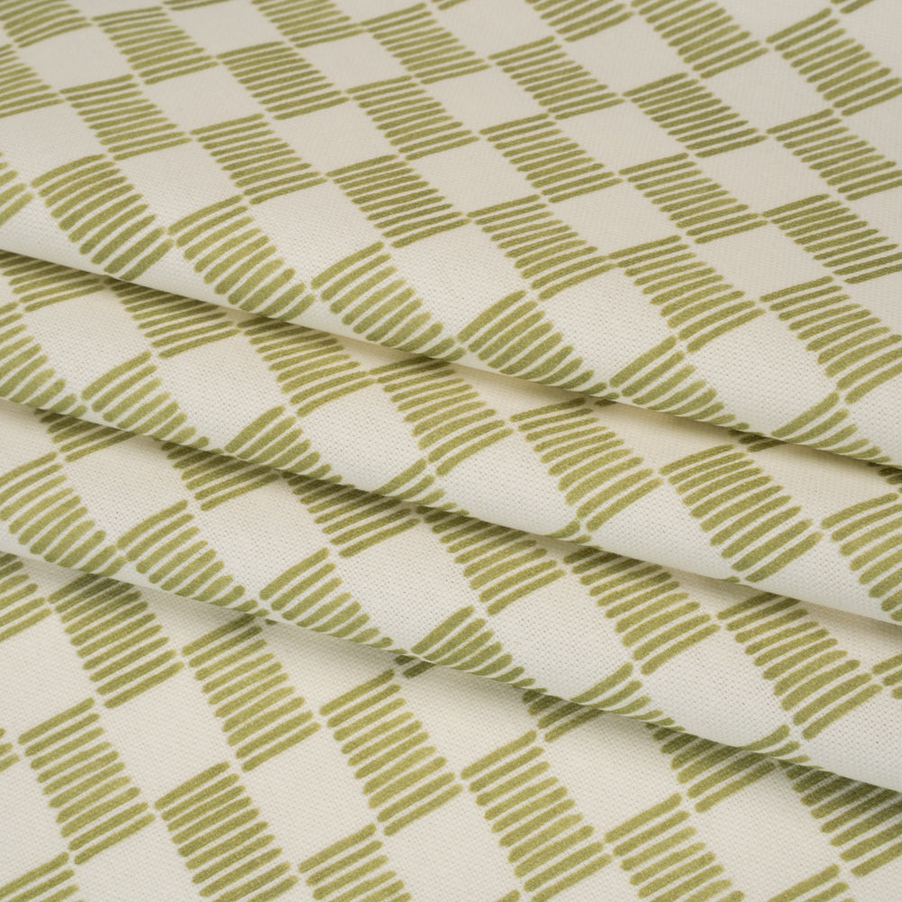 Brushed Cotton and Linen Canvas Print - Pistachio Painterly Striped Check - British Imported - Joann Fabrics