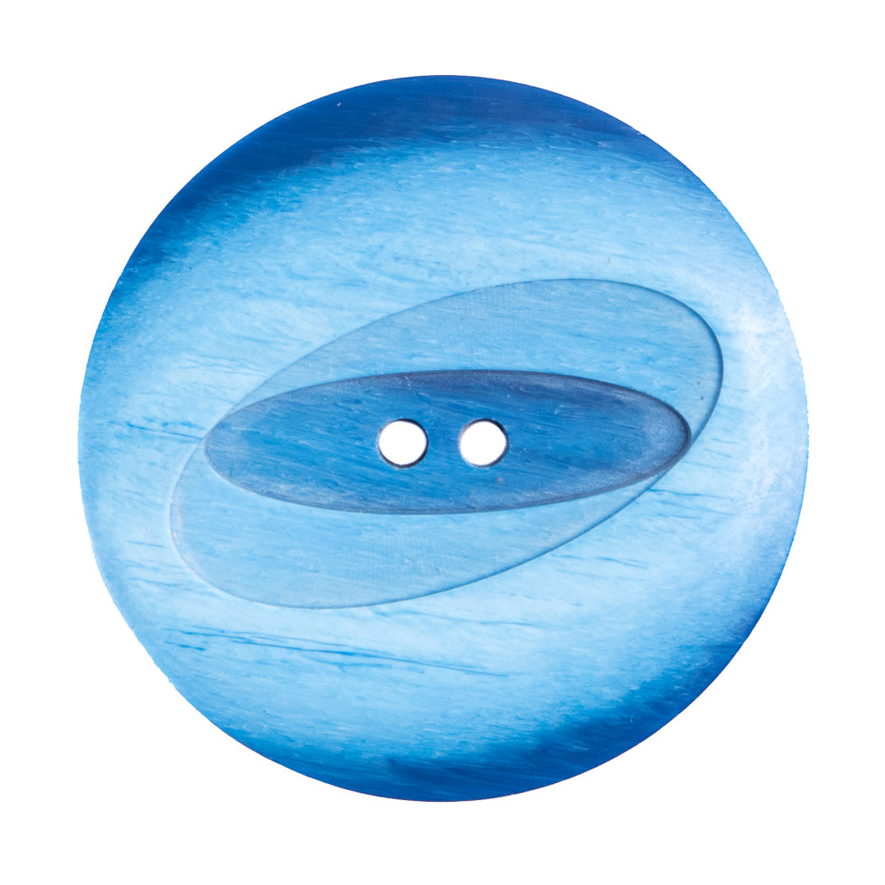 Plastic 2-Hole Button Made in Italy - 54L/34mm - Bright Blue Woodgrain with Ovals - Joann Fabrics