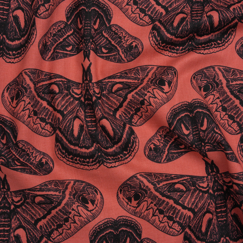 Printed Quilting Cotton by Anna Maria Textiles for Northcott - Guava Cecropia Moths - Indelible Ink Collection - Joann Fabrics