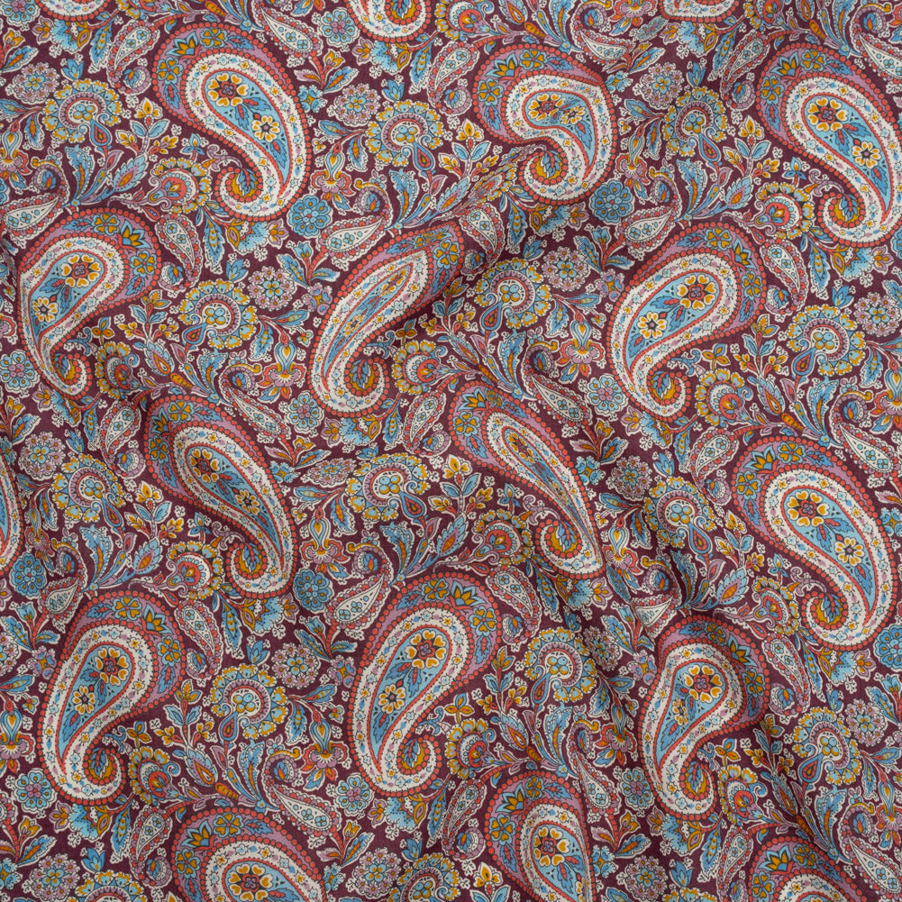 Liberty Fabrics Tana Lawn® - Lee Manor Red Burgundy - Wine Red and Multicolor Paisley - Joann Fabrics