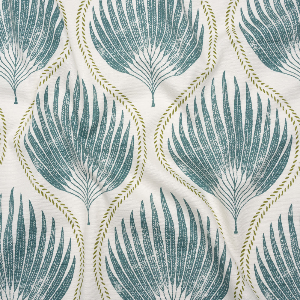Cotton Canvas Print - Lagoon Palm Leaf Ogee - British Imported - Joann Fabrics