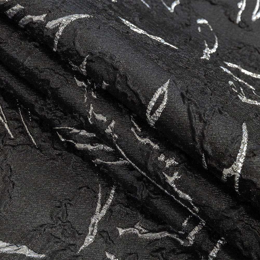 Metallic Silver and Black Floral Silhouettes Luxury Brocade - Joann Fabrics