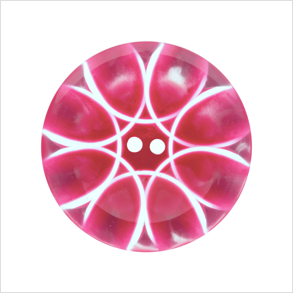 Plastic 2-Hole Button Made in Italy - 44L/28mm - Red and Transparent Loop de Loops - Joann Fabrics
