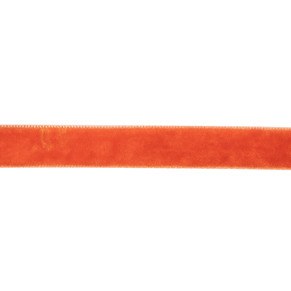 Hot Coral Single Face Velvet Ribbon - 0.5