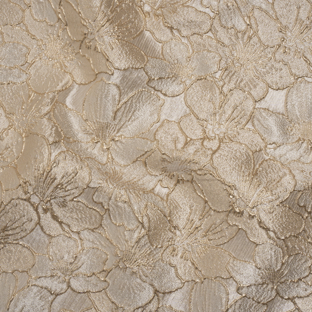 Metallic Brocade - Light Beige and Gold Floating Blossoms - Joann Fabrics