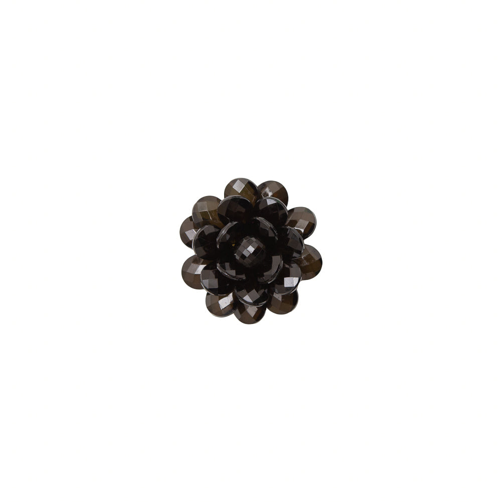 Italian Jet Black Glass Flower Applique/Brooch - 2