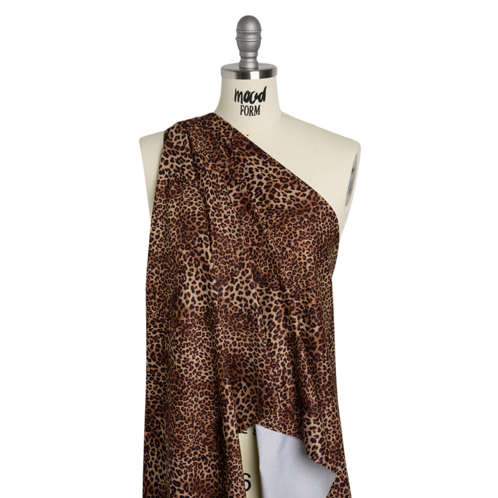 Stretch Nylon Interlock Knit - Beige, Brown and Black Leopard Print - Designer Deadstock - Joann Fabrics