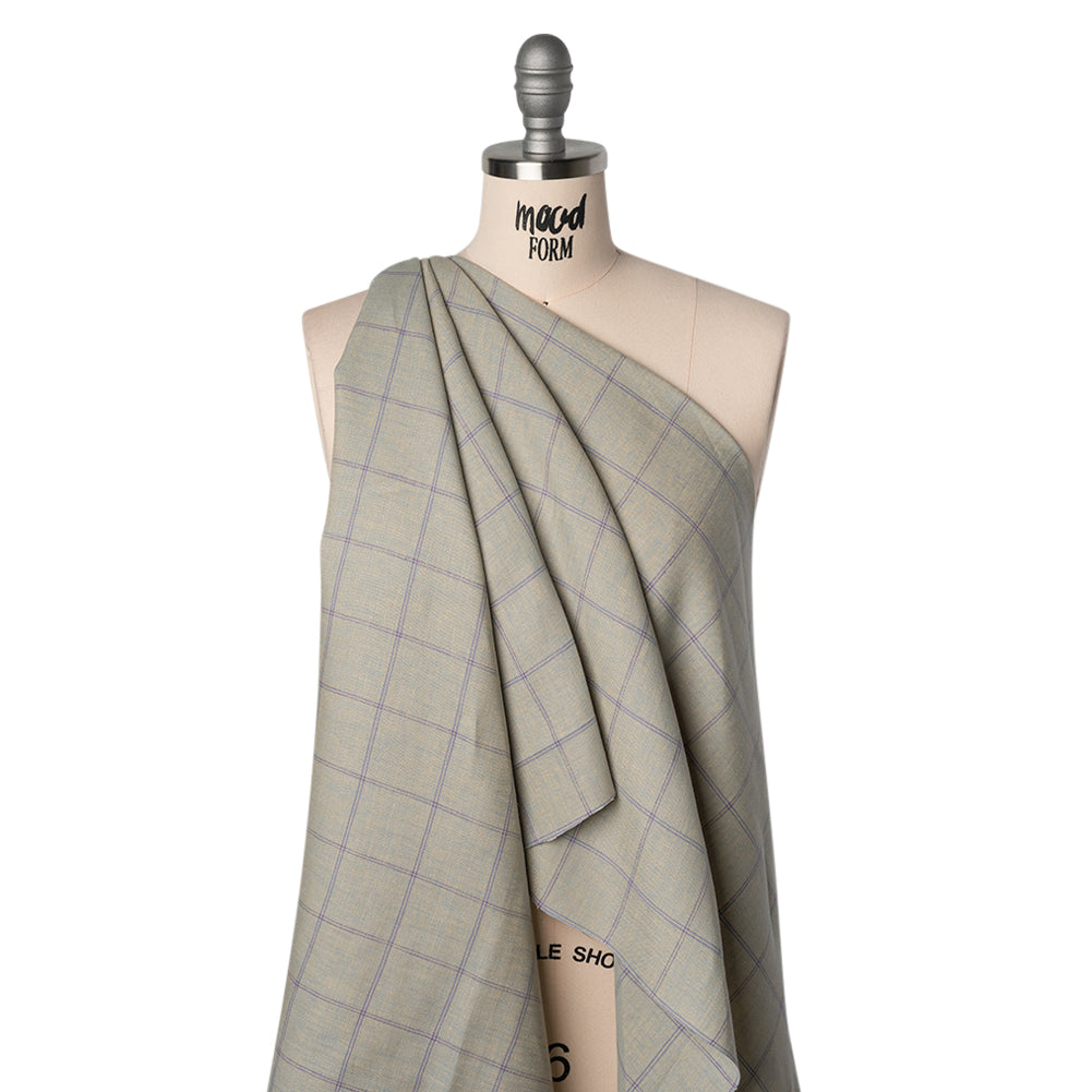 Medium Weight Linen Woven - Muted Blue and Light Purple Windowpane Checks - Joann Fabrics