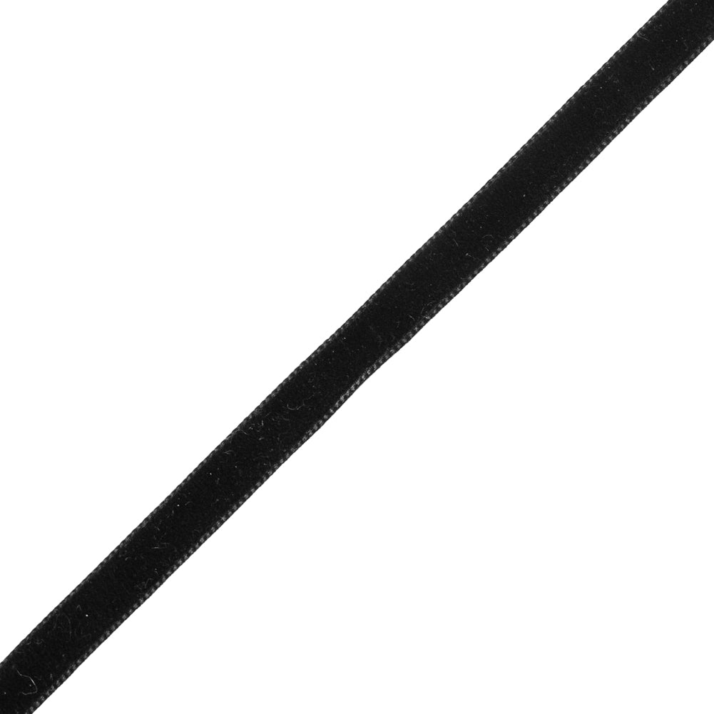 Swiss Black Single-Faced Velvet Ribbon - 0.375