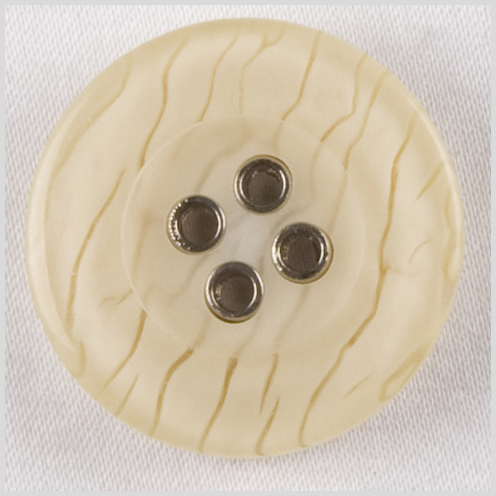 Plastic 4-Hole Button with Metal Eyelet Holes - 36L/23mm - Ivory and Translucent Cracks - Joann Fabrics