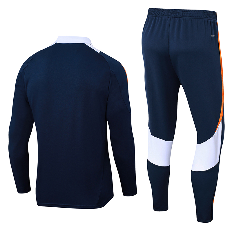 2024/2025 Real Madrid Royal blue white collar Half-Pull Training Suit Football Shirt 1:1 Thai Quality Set