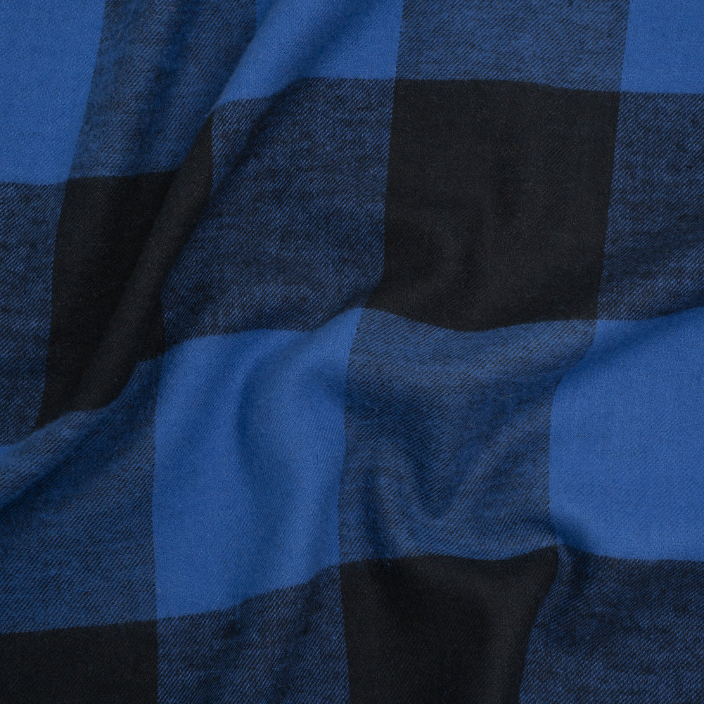 Cotton Twill Flannel - Blue and Black Buffalo Check - Deadstock - Joann Fabrics