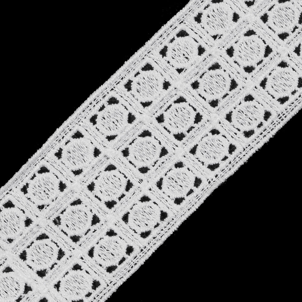 White Embroidered Lace Trim - 1.5