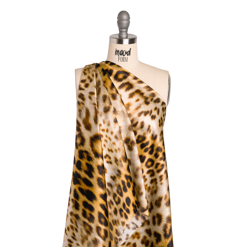 Silk Charmeuse Print - Beige and Black Leopard Fur - Made in Italy - Joann Fabrics