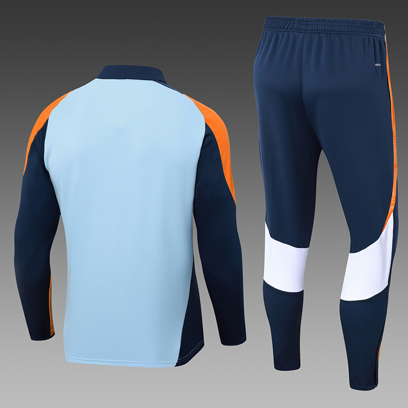 2024/2025 Real Madrid Baby Blue And Yellow Half-Pull Training Suit Football Shirt 1:1 Thai Quality Set