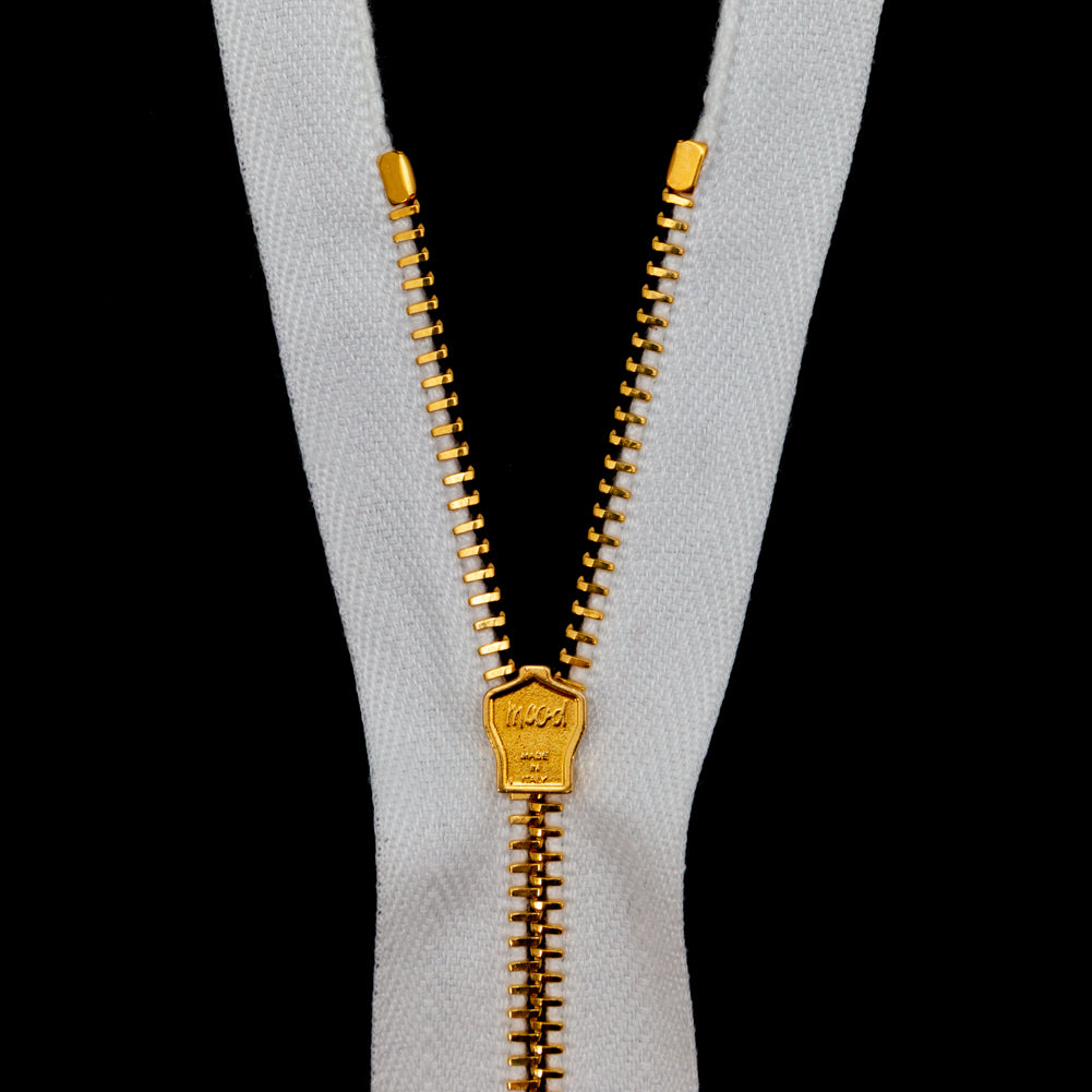Mood Exclusive Italian Off-White and Gold T3 Closed End Metal Zipper - 9