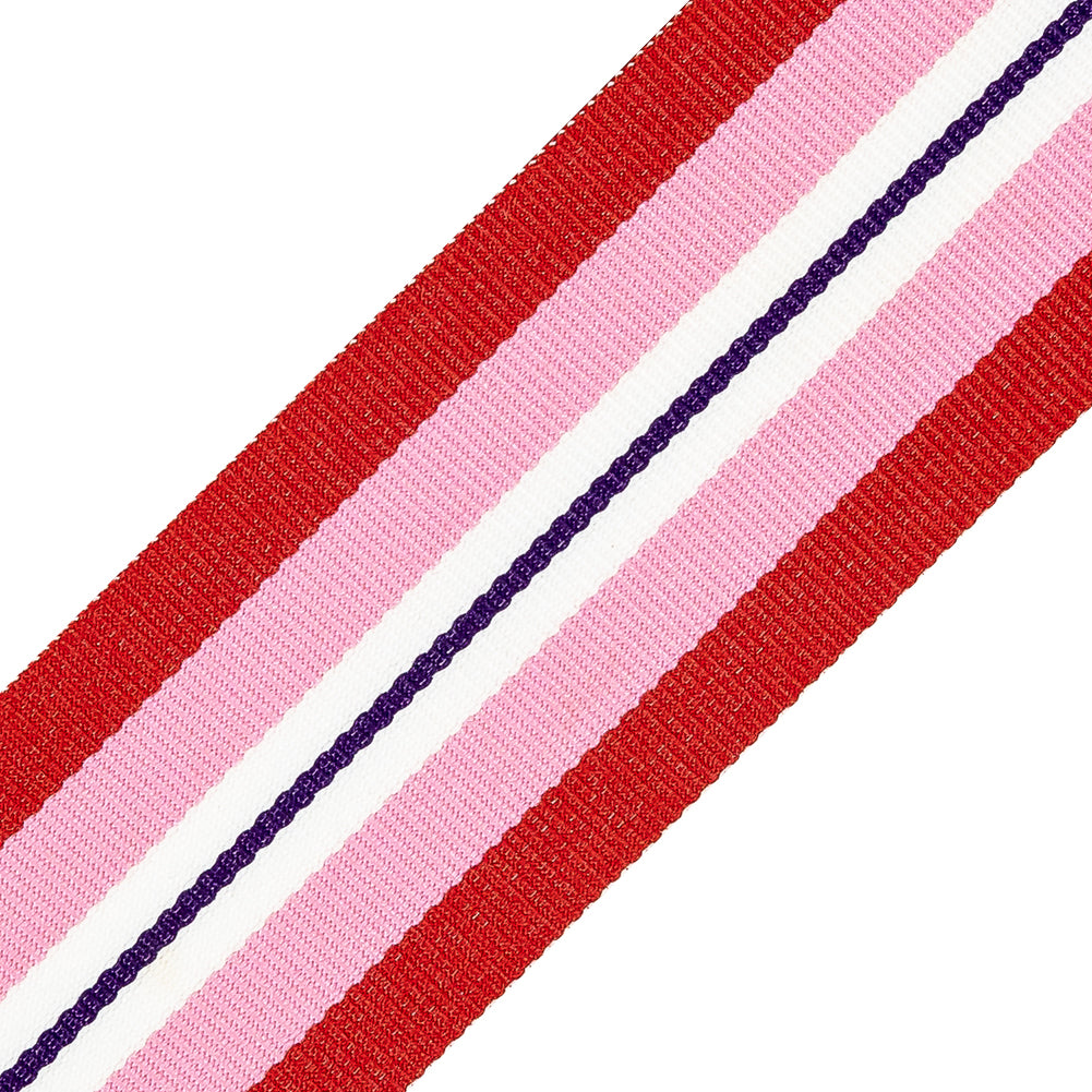 Red, Pink and White Striped Ribbon - 1.5