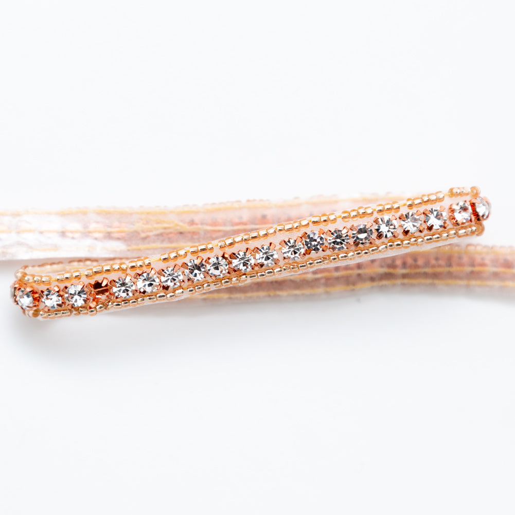 Rose Gold and Crystal Beaded Rhinestone Trim - 0.375