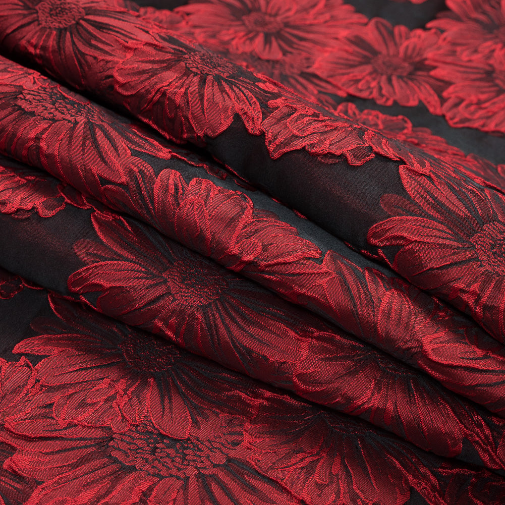 Red and Black 3D Floral Brocade - Joann Fabrics