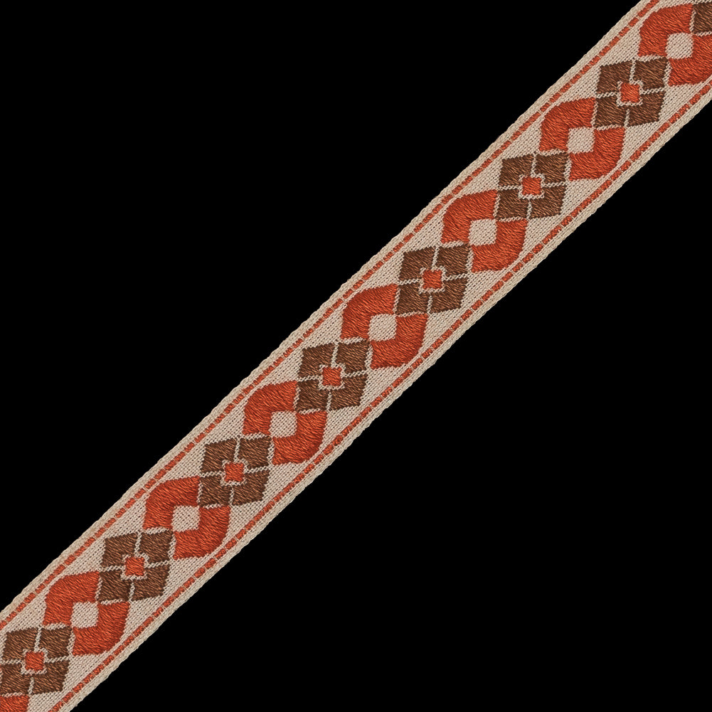 Orange and Brown German Jacquard Ribbon - 0.625