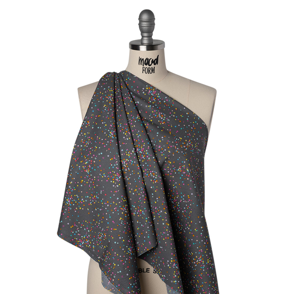 Printed Quilting Cotton by Ghazal Razavi for FIGO Studio - Gray and Rainbow Sprinkles - Dewfall Collection - Joann Fabrics