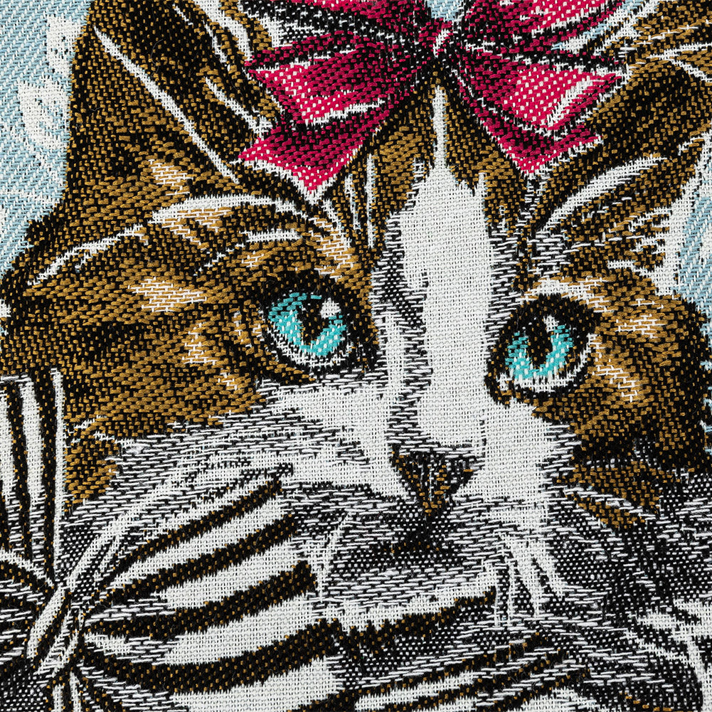 French Light Blue Posed with a Bow Cotton Blend Oversized Square Patch - 18.875