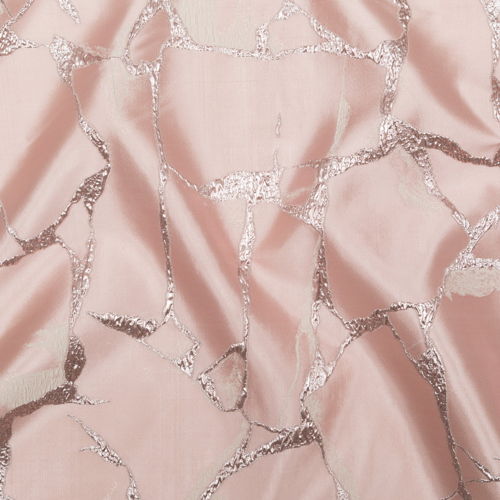 Metallic Dynasty Pink, Misty Rose and Shell Satin-Faced Abstract Luxury Brocade - Joann Fabrics