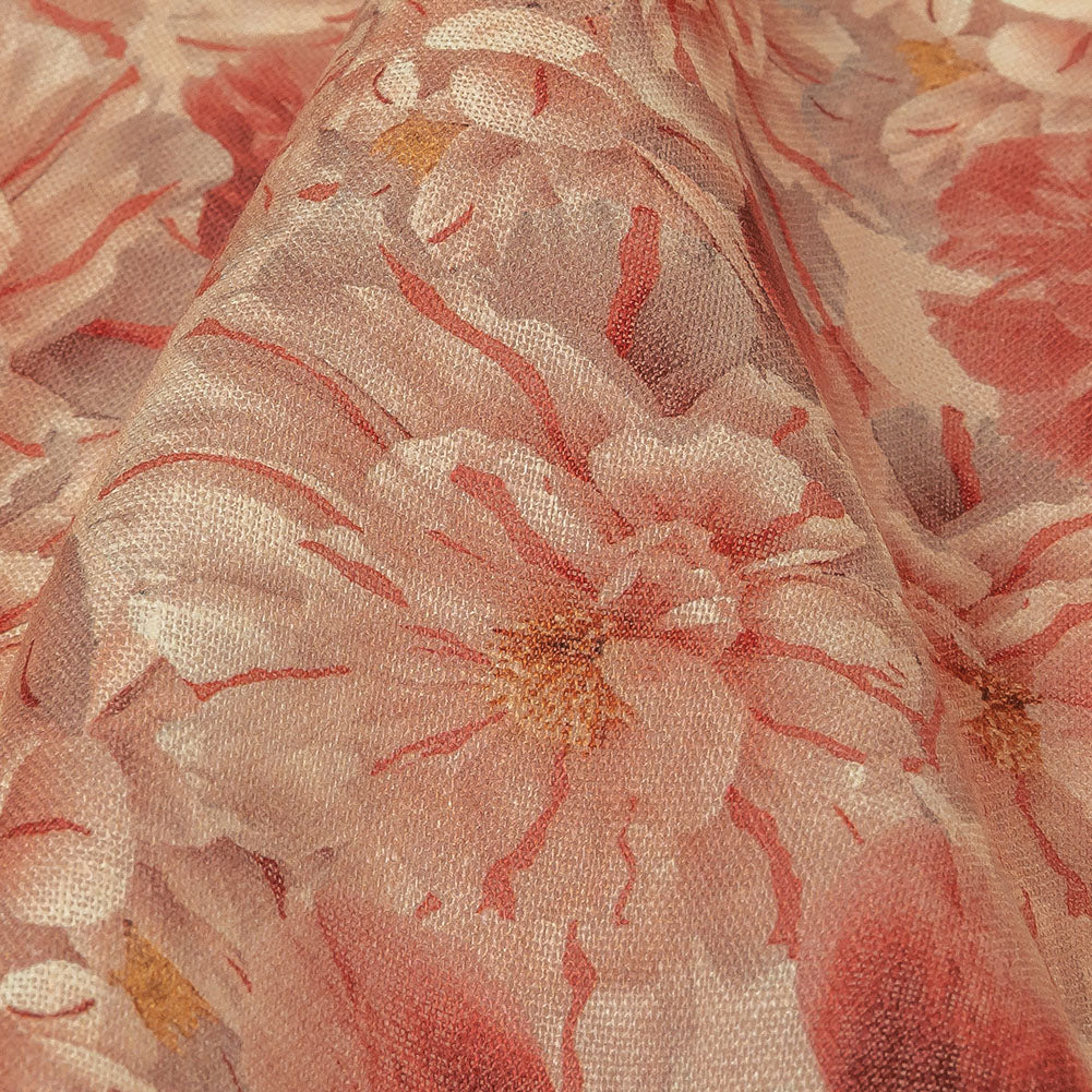 Pink, Red and Gray Packed Florals Lightweight Linen Woven - Joann Fabrics