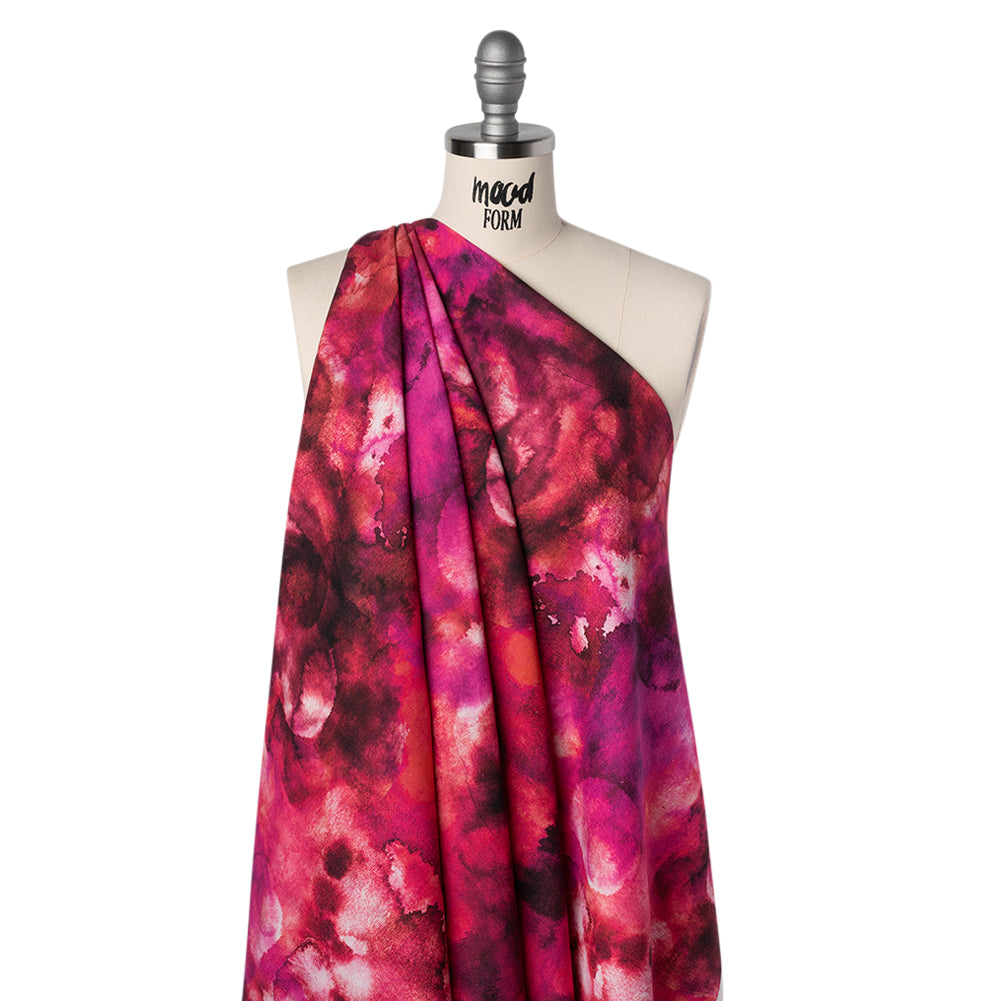 Linen and Rayon Woven - Hot Pink, Purple and Charcoal Abstract Tie Dye - Mood Exclusive Dyed & Delicate Print - Joann Fabrics