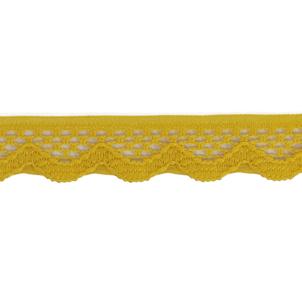 Sunshine Yellow Scalloped Edge Lace Geometric Trimming - 0.5