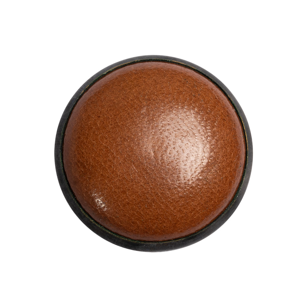 Light Brown and Gunmetal Domed Leather Shank Back Button - 40L/25.5mm - Joann Fabrics