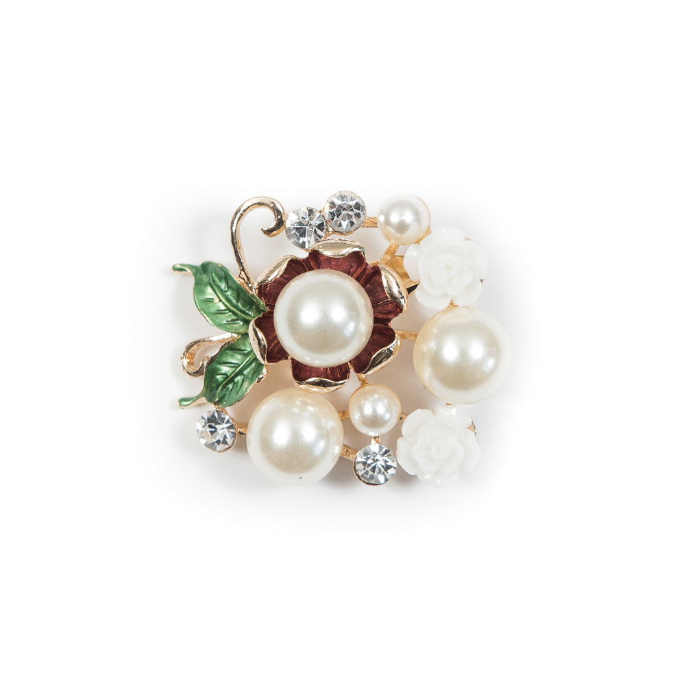 Italian Pearl and Rhinestone Brooch - 1.5