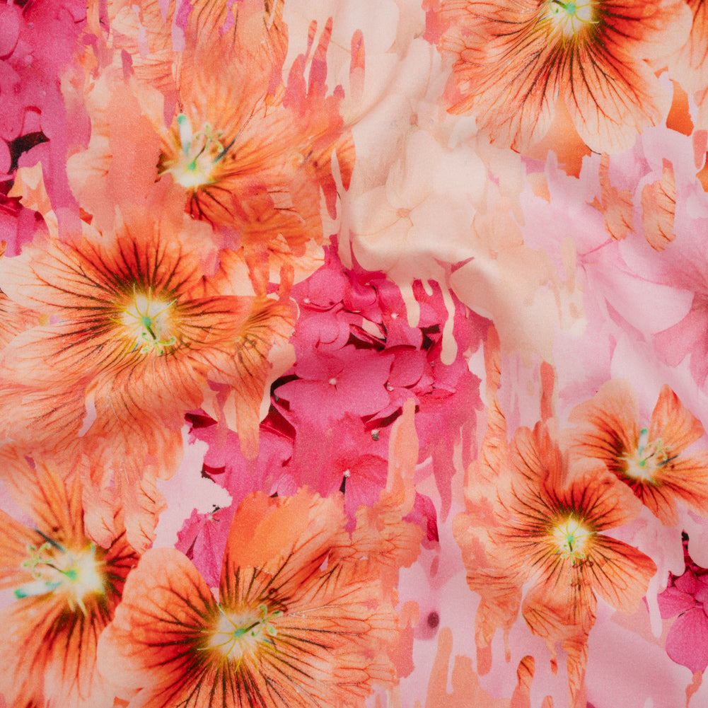 Brushed Cotton Woven - Pink and Orange Melting Flowers - Mood Exclusive Darling Daydream Print - Joann Fabrics