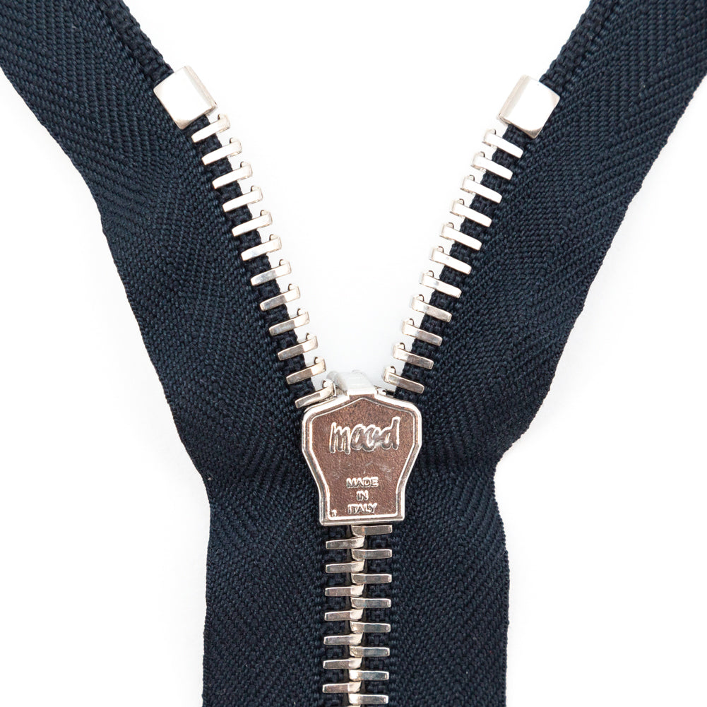 Mood Exclusive Italian Navy and Silver T8 Closed End Metal Zipper - 9