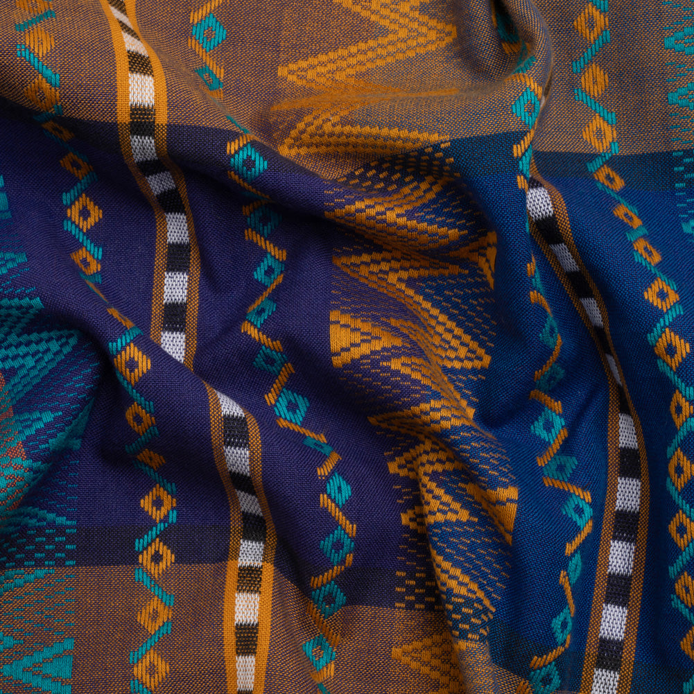 Royal, Orange and Teal Geometric Stripes Cotton and Rayon Jacquard - Joann Fabrics