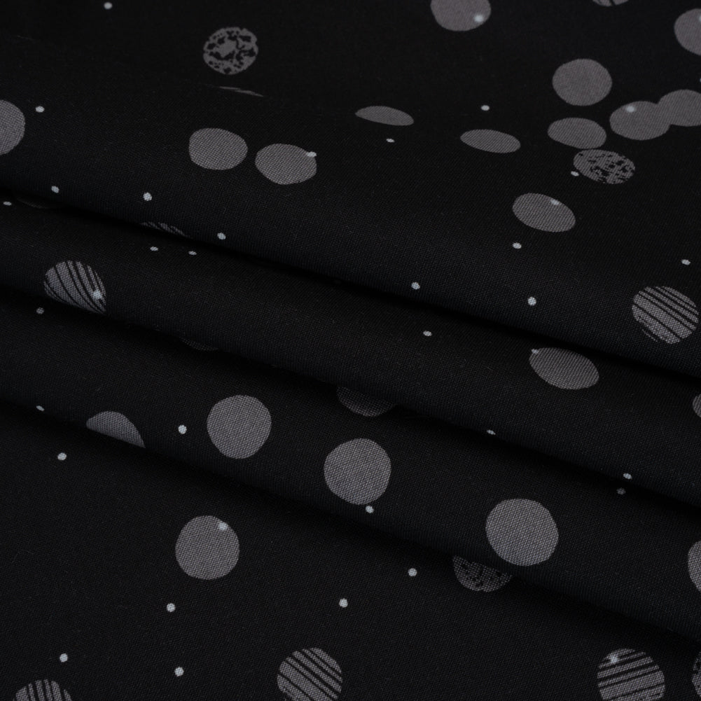 Printed Quilting Cotton by Ghazal Razavi for FIGO Studio - Black Snow Textured Circles and Spots - Seasons Basics Collection - Joann Fabrics