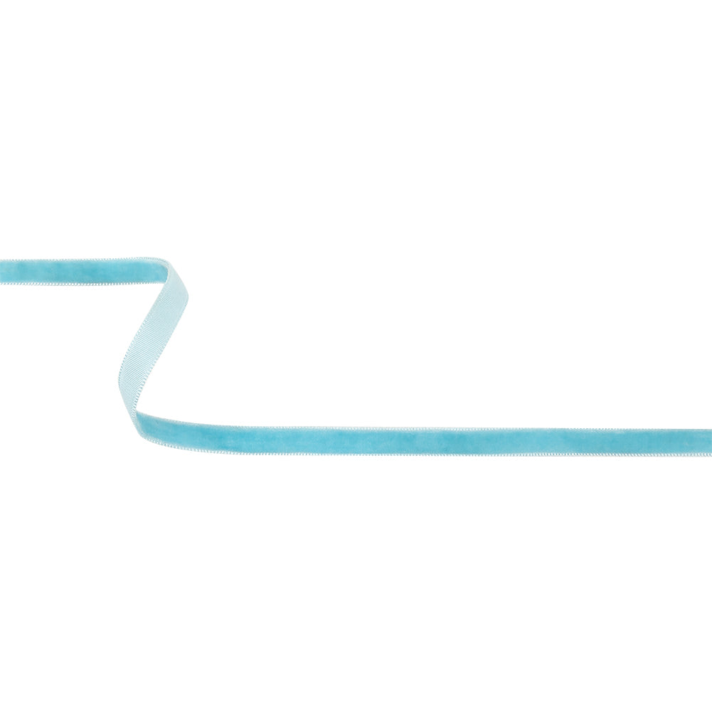 Sky Blue Single Face Velvet Ribbon - 0.3125