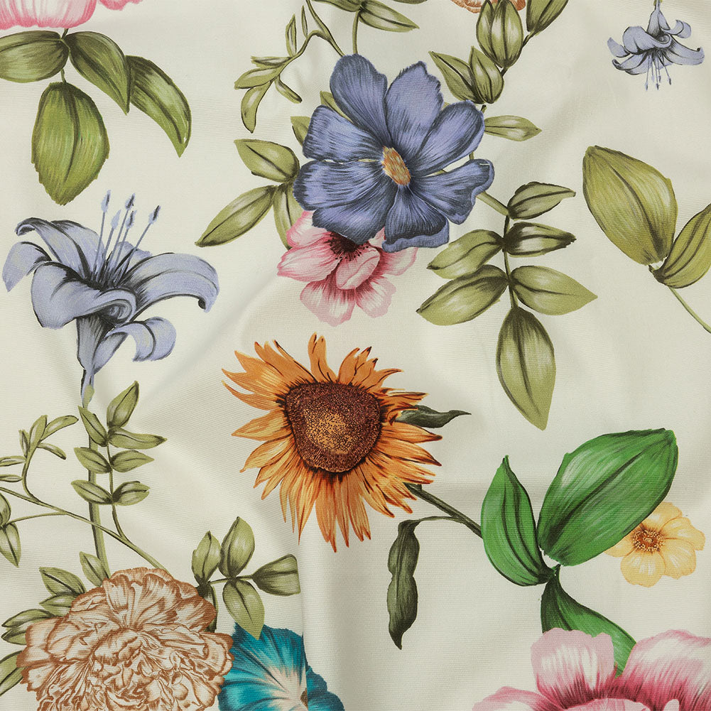 Stretch Cotton Canvas Print - White, Pink and Green Floral - Mood Exclusive Wonderland Garden - Joann Fabrics