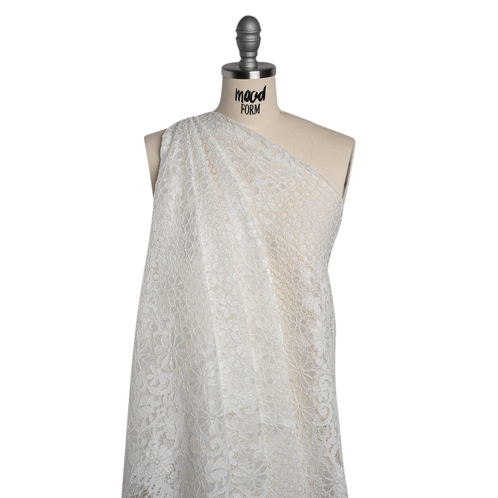 Rayon and Nylon Corded Lace with Scalloped Finished Edges - Ivory Flower and Dot Stripes - Joann Fabrics