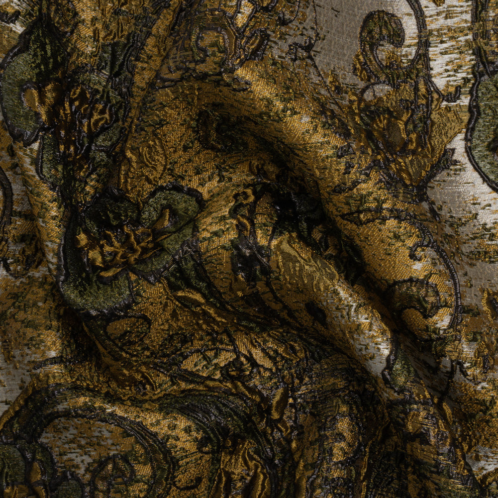 Flowers and Curls Luxury Brocade - Metallic Gold, Black and Silver - Joann Fabrics