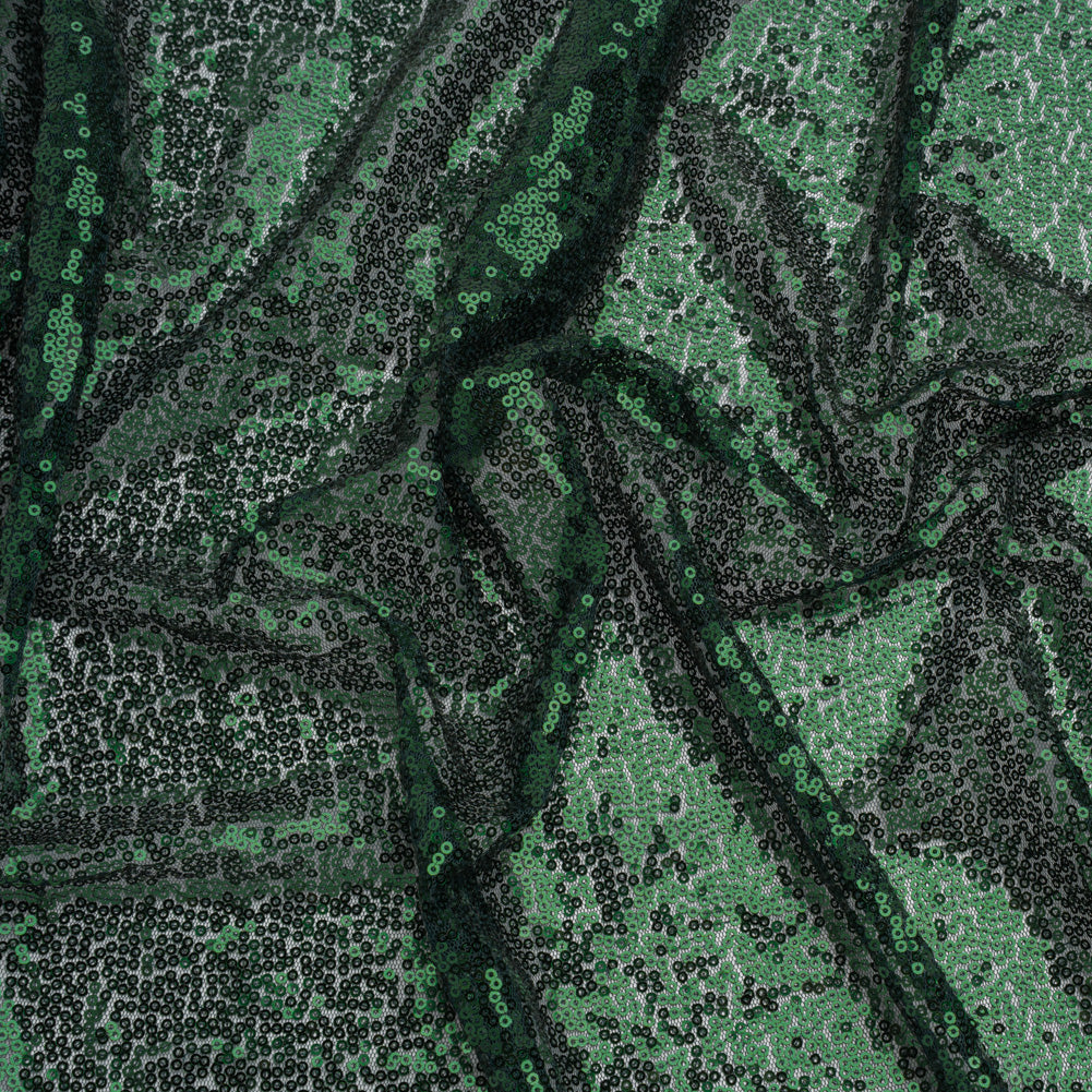 Sequined Polyester Tulle - Emerald Green Abstract Squiggles - Designer Deadstock - Joann Fabrics