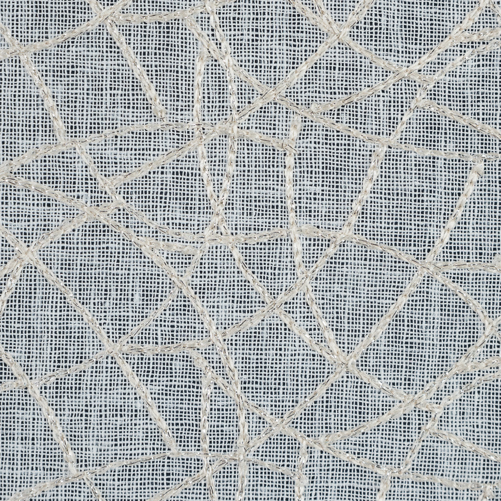 Beige and Metallic Silver Embroidered Drapery Sheer - Joann Fabrics